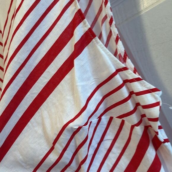 Liz Claiborne Women Linen Blend Shift Dress Size Large Red Chevron Stripe Beach - Picture 3 of 10